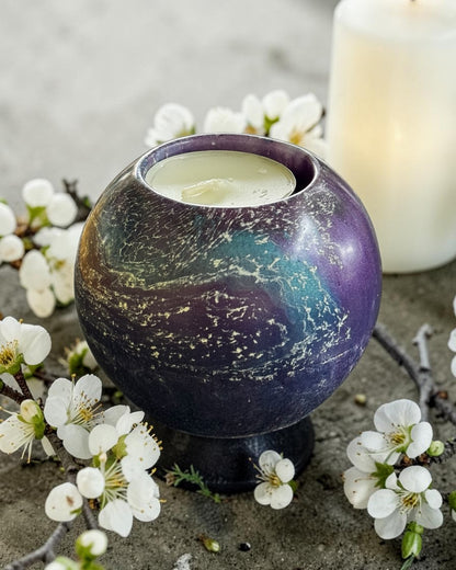 Purple and Blue set of 3 candle tealight holders with geode design epoxy resin