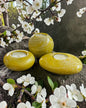 Yellow set of 3 candle tealight holders with geode design epoxy resin