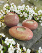 Pink set of 3 candle tealight holders with geode design epoxy resin