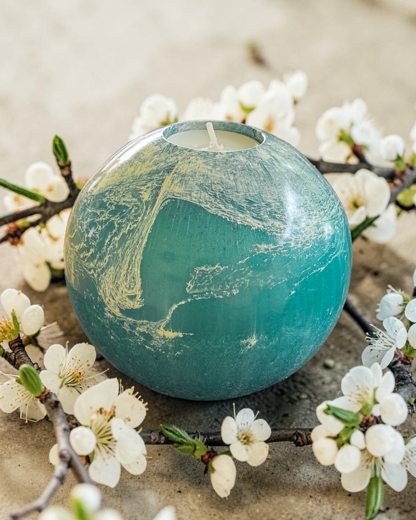 Ocean colors set of 3 candle tealight holders with geode design epoxy resin