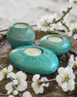 Ocean colors set of 3 candle tealight holders with geode design epoxy resin