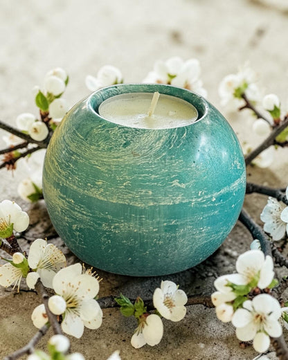 Ocean colors set of 3 candle tealight holders with geode design epoxy resin