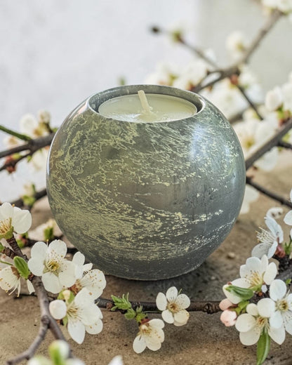 Silver and Grey set of 3 candle tealight holders with geode design epoxy resin