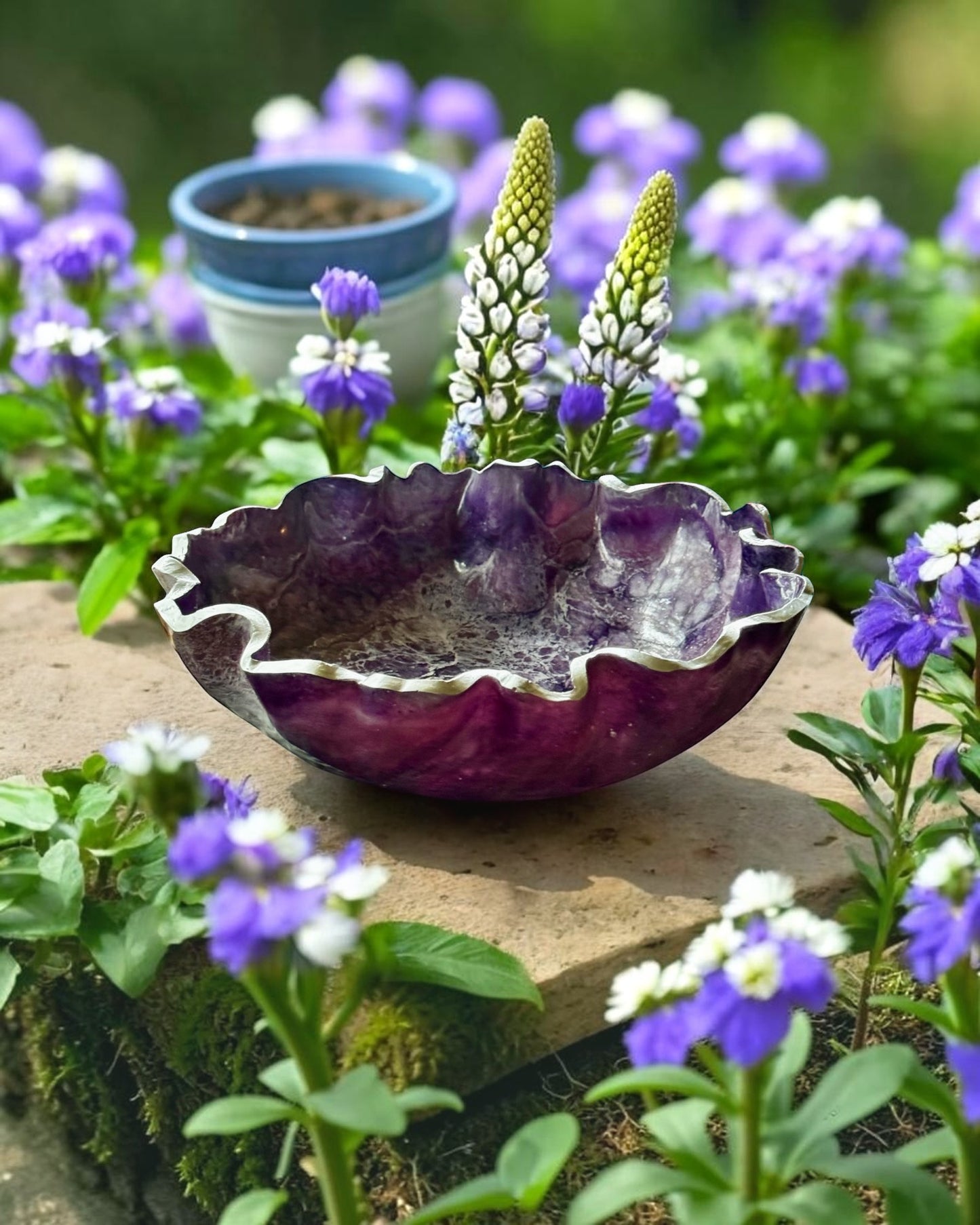 Medium Purple and brown bowl, 11x3" geode design epoxy resin