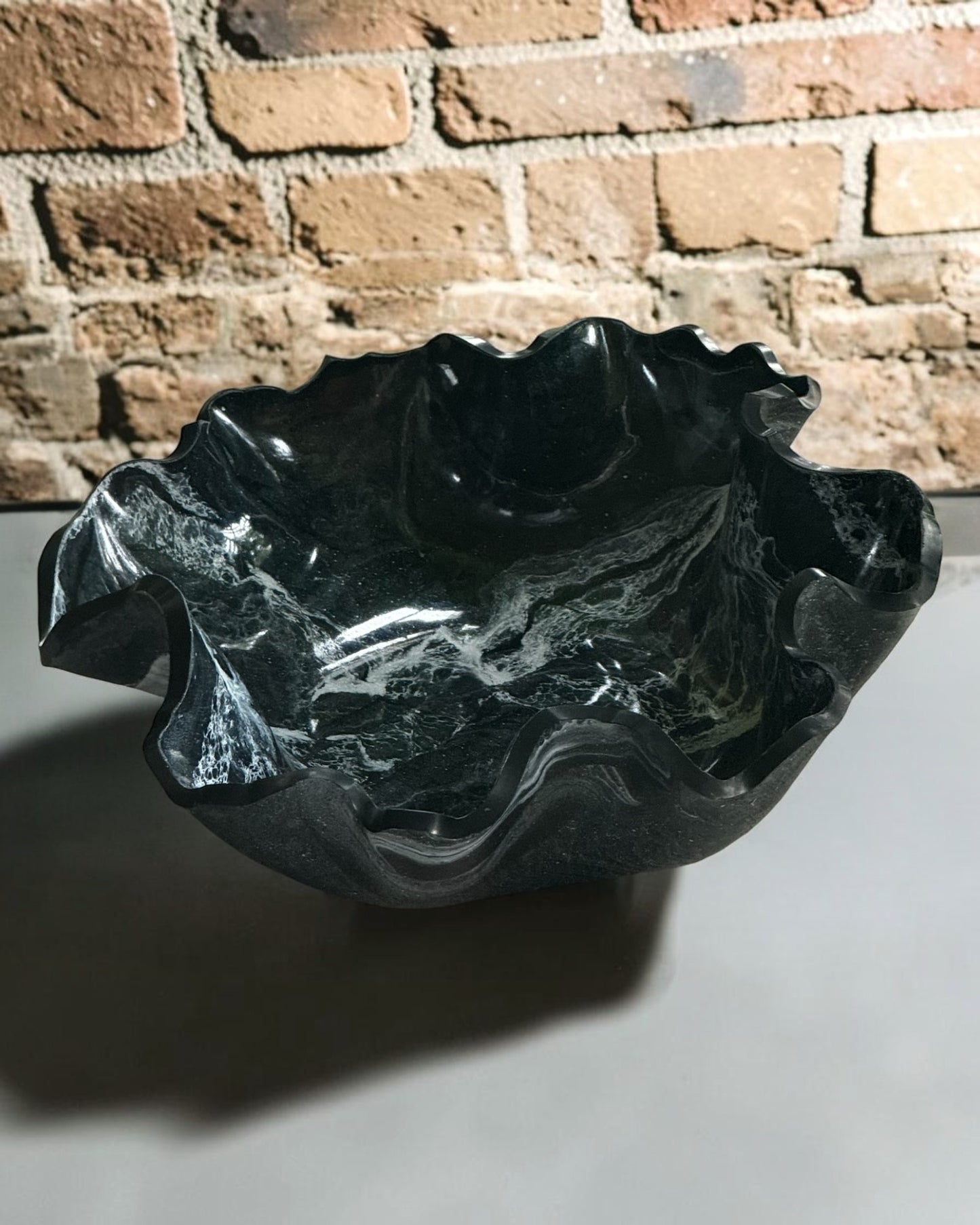 Large Black bowl, 18x3" geode design epoxy resin