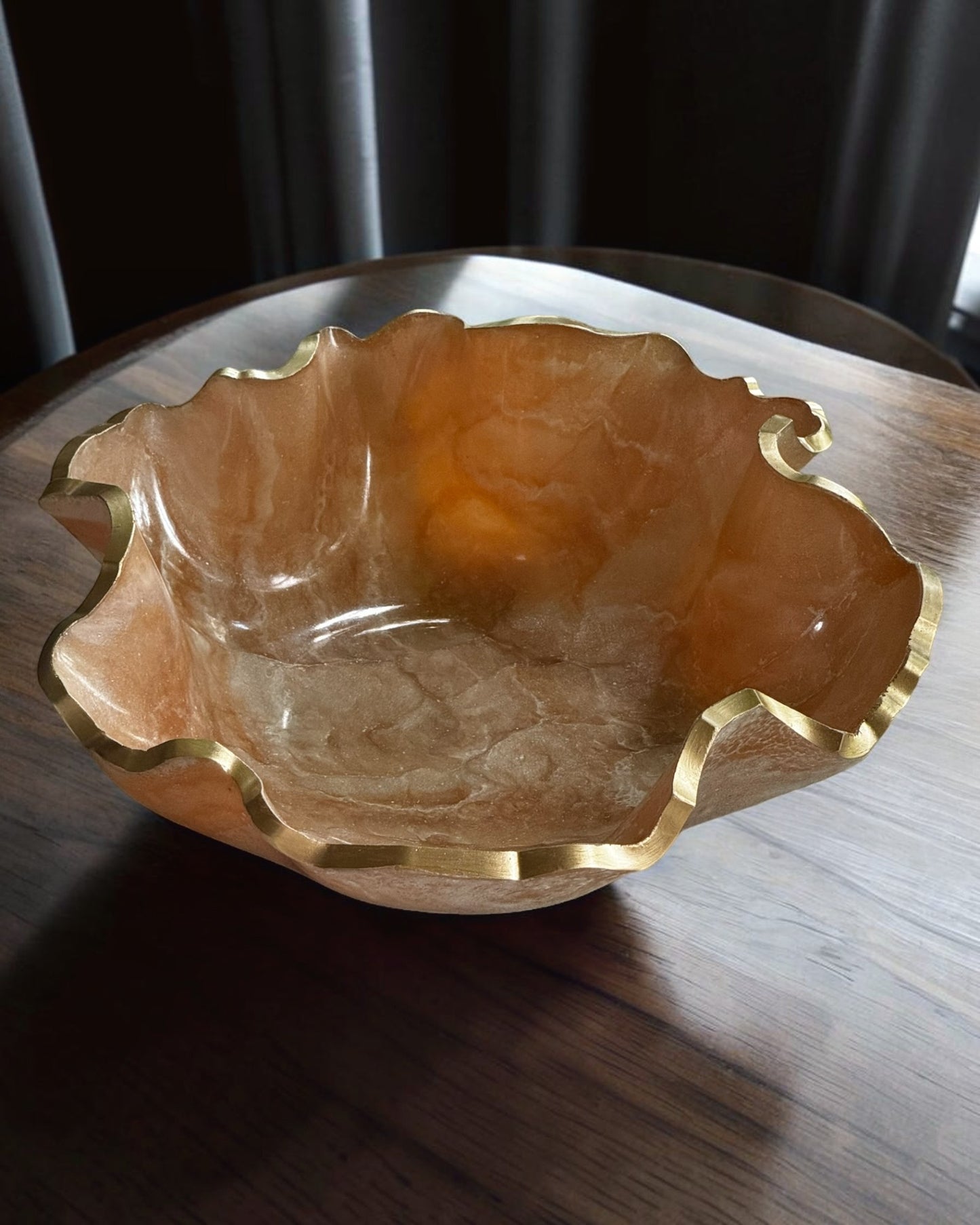 Medium Cream bowl, 11x3" geode design epoxy resin
