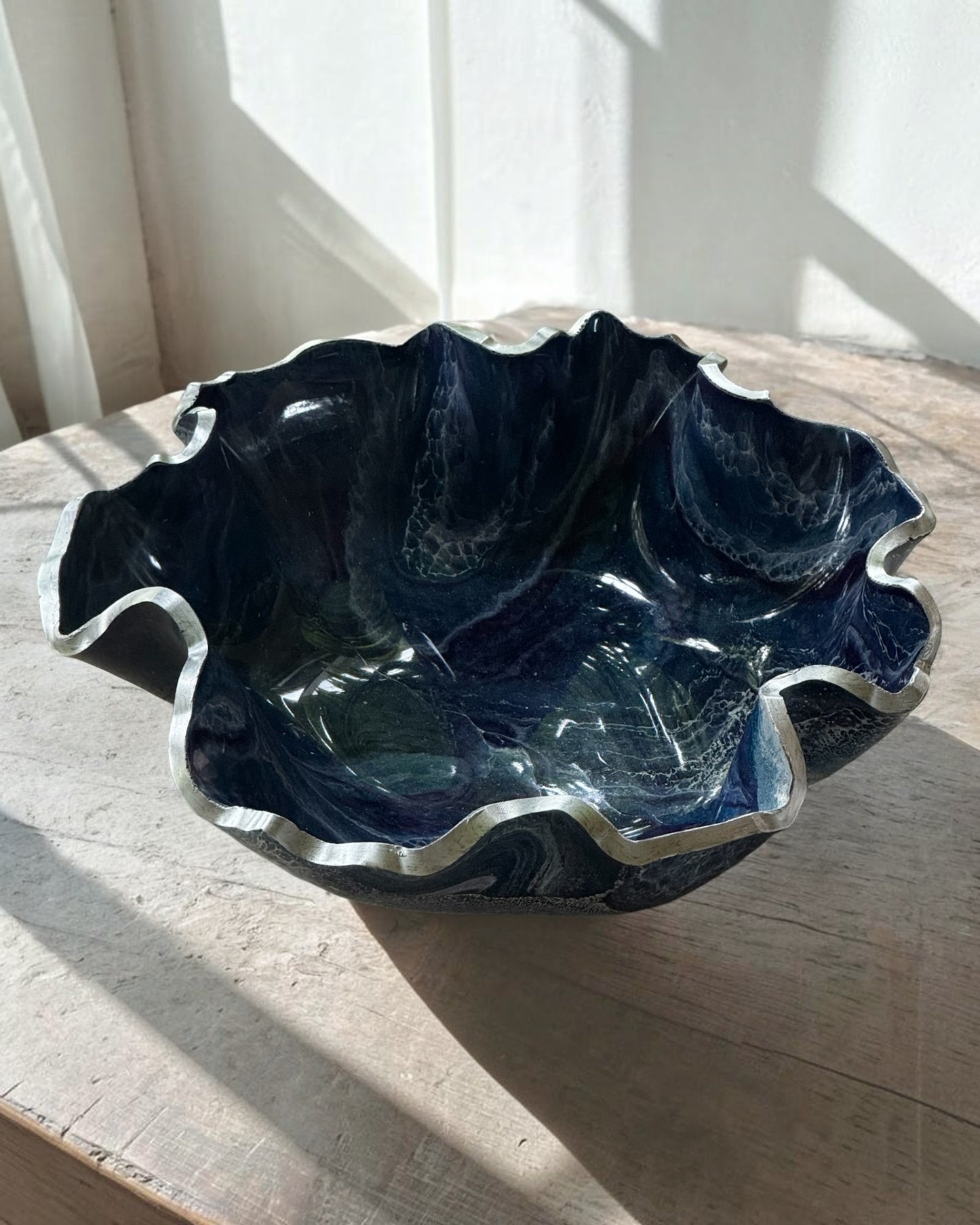 Medium Purple and Blue bowl, 11x3" geode design epoxy resin
