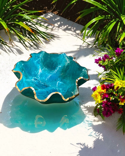 Medium Ocean colors bowl, 11x3" geode design epoxy resin