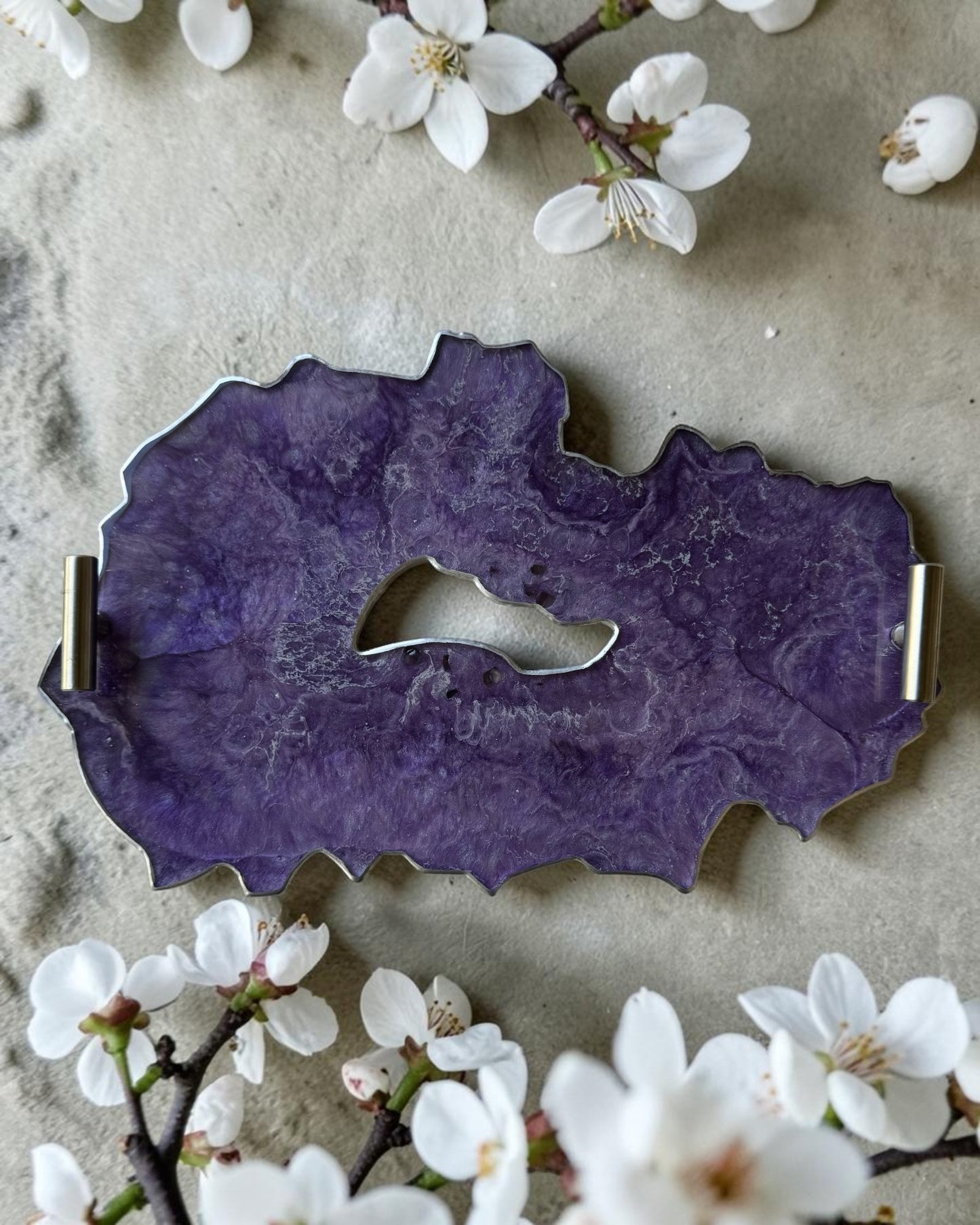 Purple tray handmade epoxy resin geode design
