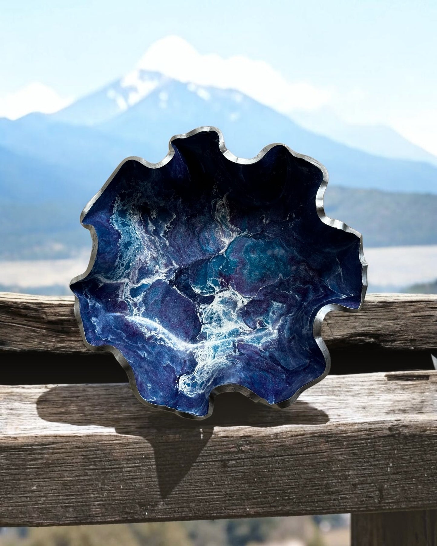 Medium Purple and Blue bowl, 11x3" geode design epoxy resin
