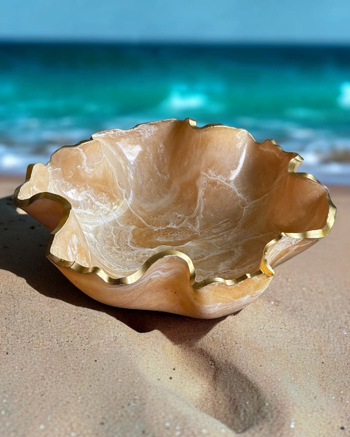 Medium Cream bowl, 11x3" geode design epoxy resin