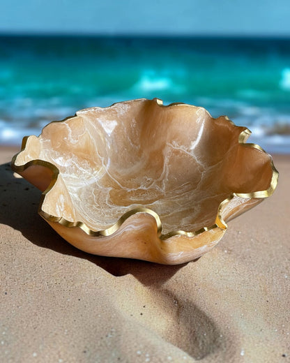 Medium Cream bowl, 11x3" geode design epoxy resin