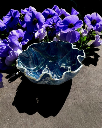Medium Purple and Blue bowl, 11x3" geode design epoxy resin