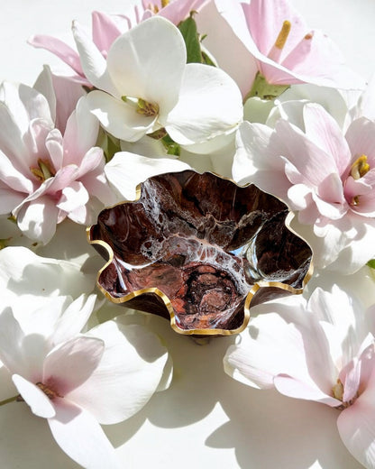 Medium Black, Bronze and Copper bowl, 11x3" geode design epoxy resin