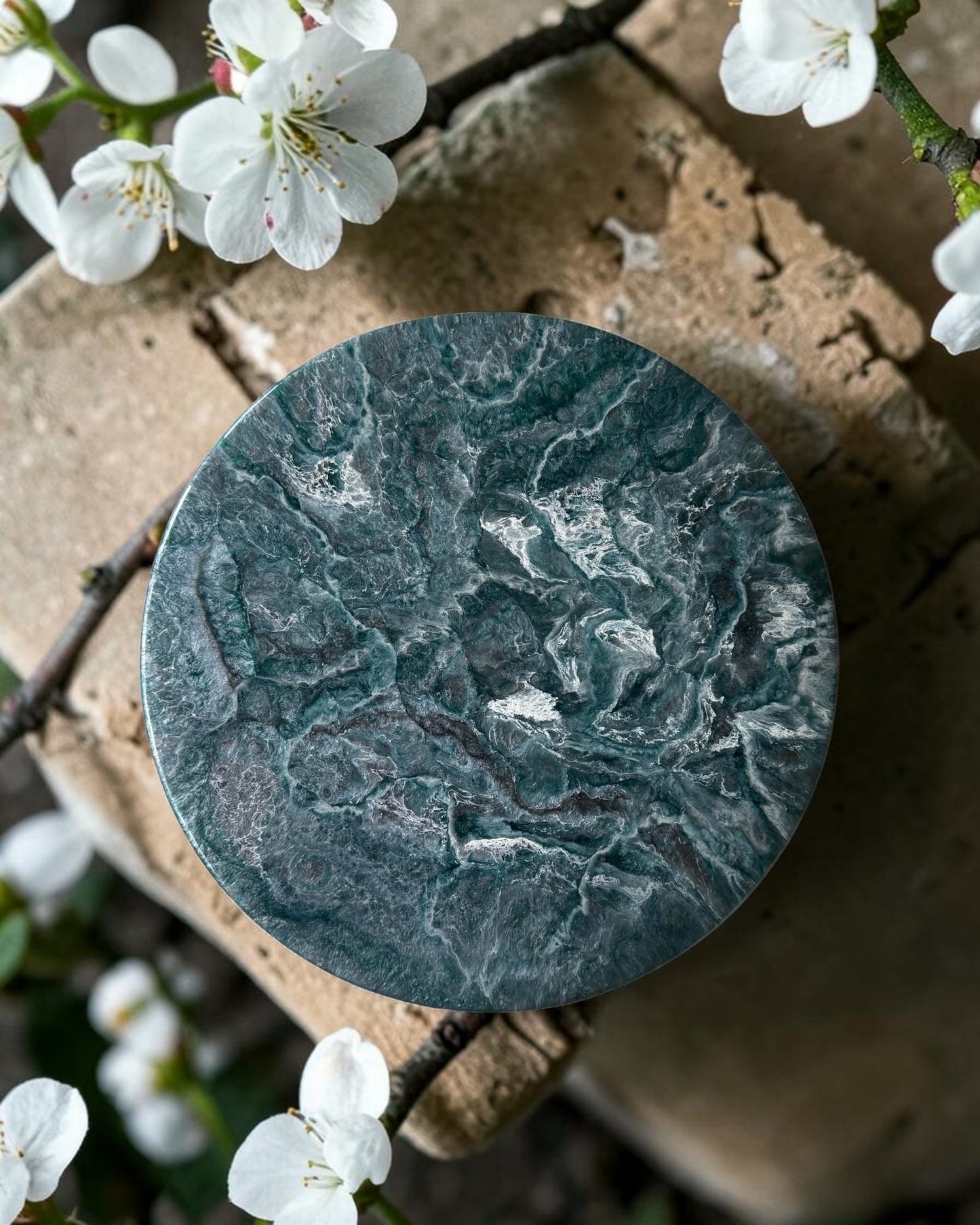 Teal and Silver Lazy Susan's geode design epoxy resin, 5 sizes