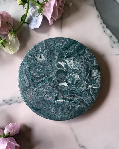 Teal and Silver Lazy Susan's geode design epoxy resin, 5 sizes