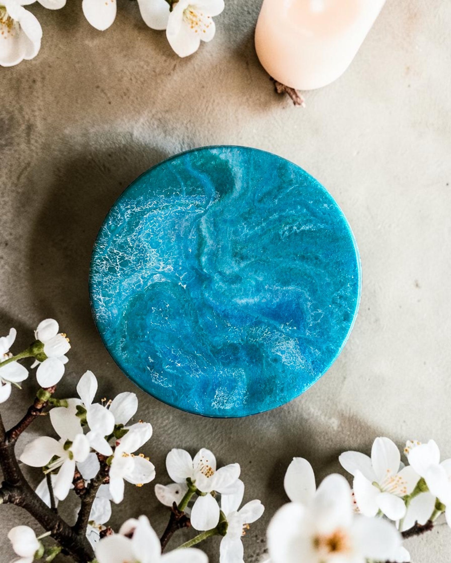 Ocean colors Lazy Susan's geode design epoxy resin, 5 sizes