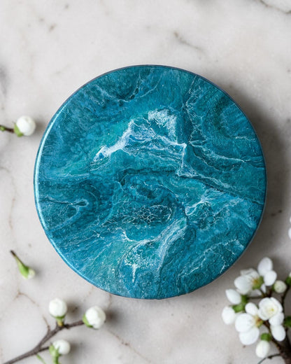 Ocean colors Lazy Susan's geode design epoxy resin, 5 sizes