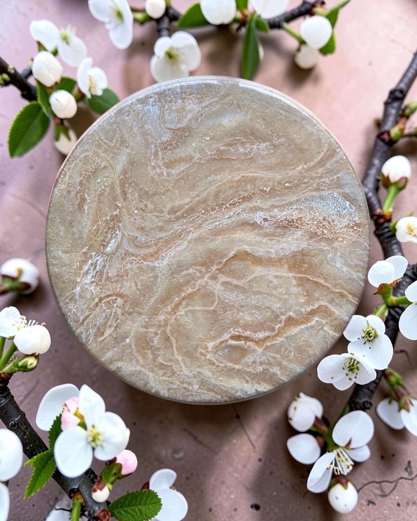 Cream Lazy Susan's geode design epoxy resin, 5 sizes