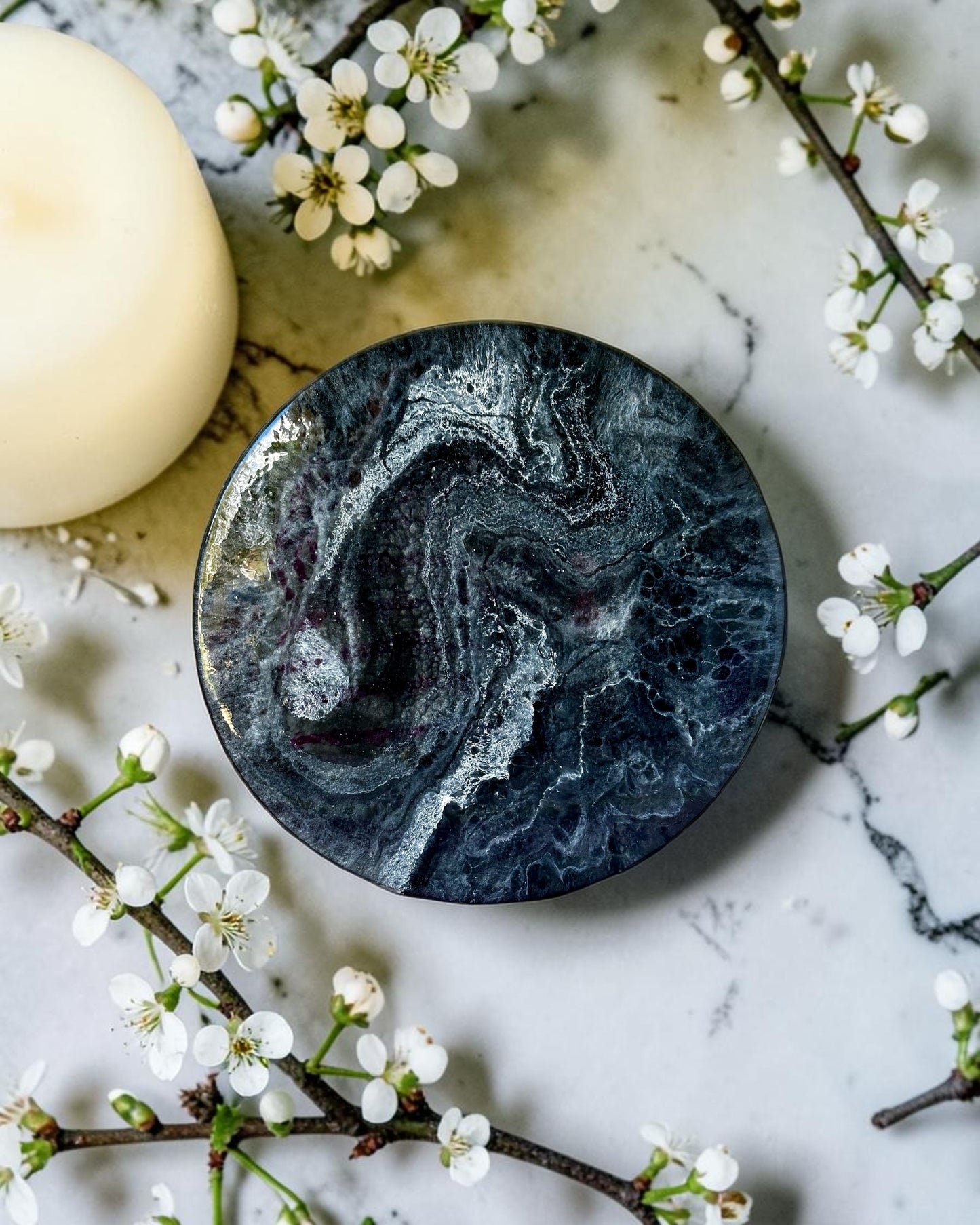 Black Lazy Susan's geode design epoxy resin, 5 sizes