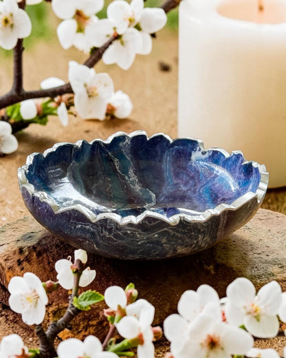 Small Purple and Blue bowl, 8x2" geode design epoxy resin