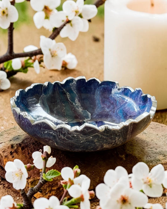 Small Purple and Blue bowl, 8x2" geode design epoxy resin