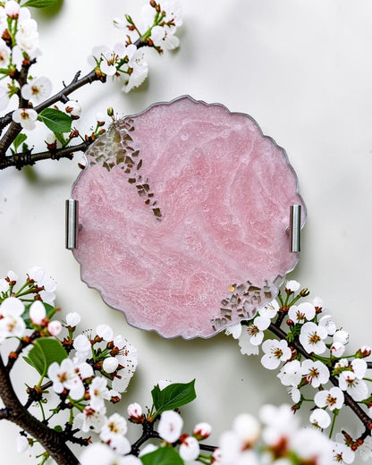 Light Pink tray handmade epoxy resin geode design