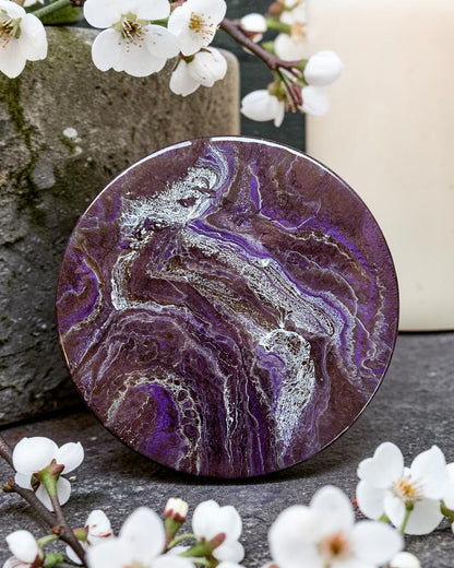 Purple and Brown Lazy Susan's geode design epoxy resin, 5 sizes