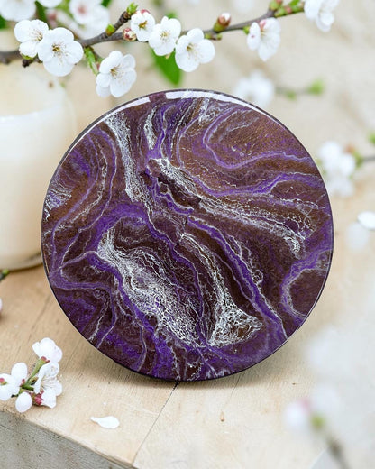 Purple and Brown Lazy Susan's geode design epoxy resin, 5 sizes