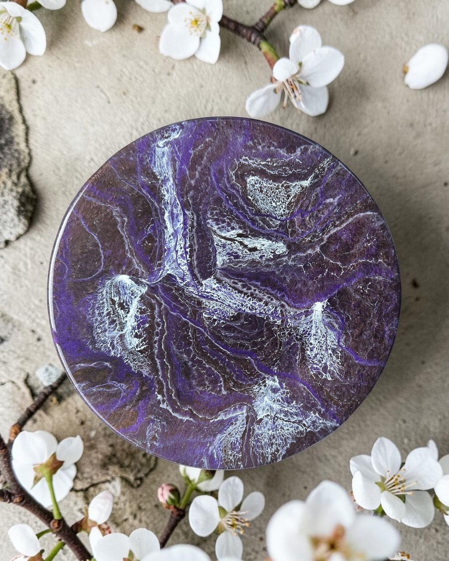 Purple and Brown Lazy Susan's geode design epoxy resin, 5 sizes
