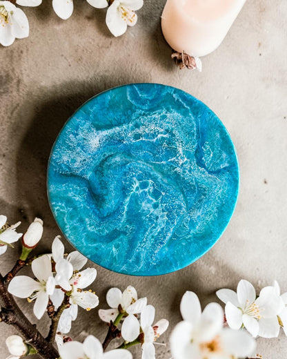 Ocean colors Lazy Susan's geode design epoxy resin, 5 sizes