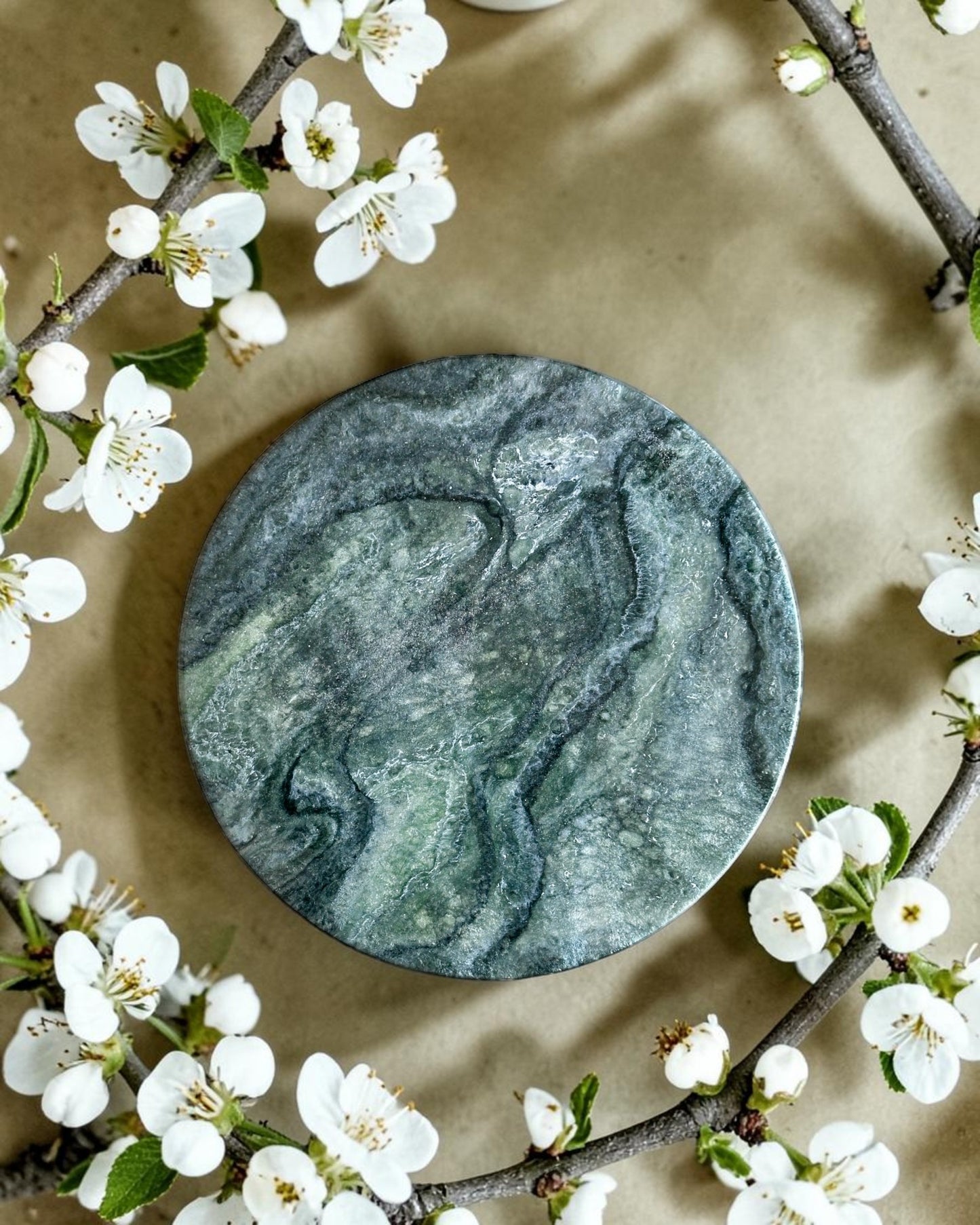 Green Lazy Susan's geode design epoxy resin, 5 sizes