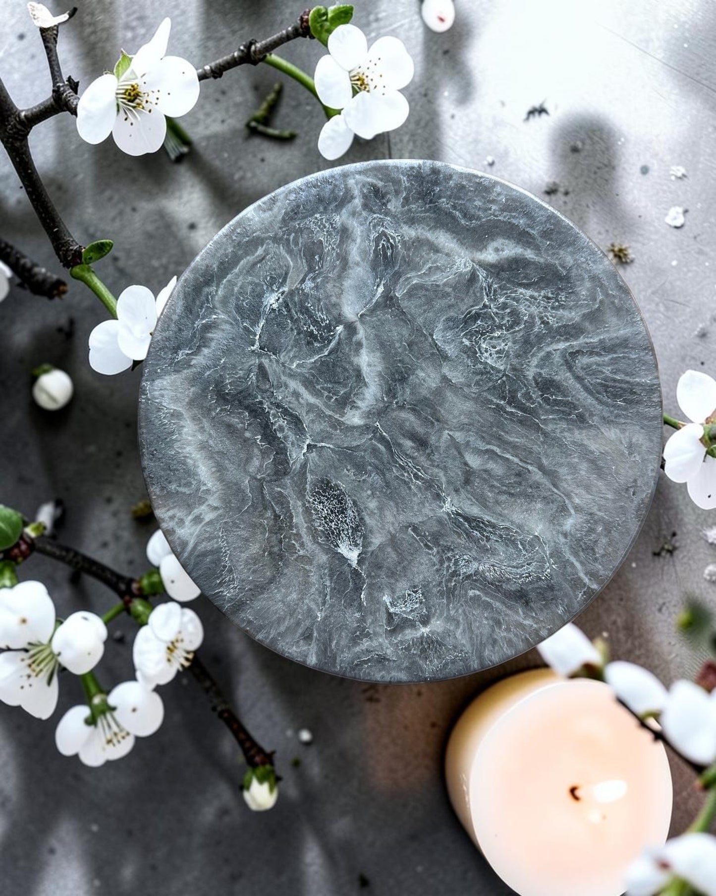 Silver and Grey Lazy Susan's geode design epoxy resin, 5 sizes