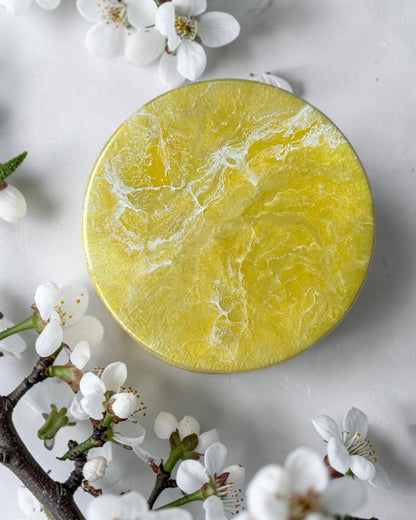 Yellow Lazy Susan's geode design epoxy resin, 5 sizes