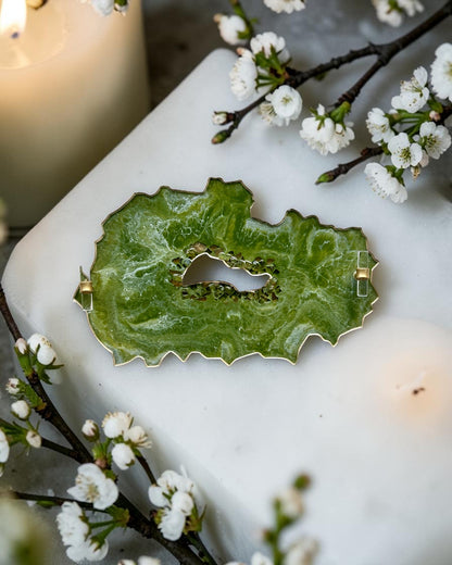 Olive Green tray handmade epoxy resin geode design