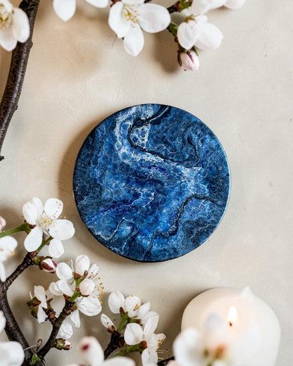 Blue Lazy Susan's geode design epoxy resin, 5 sizes