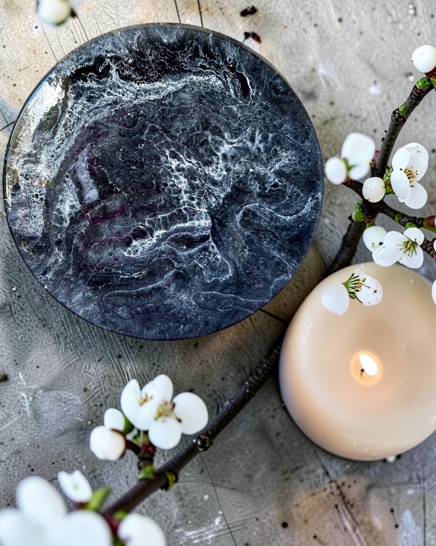 Black Lazy Susan's geode design epoxy resin, 5 sizes