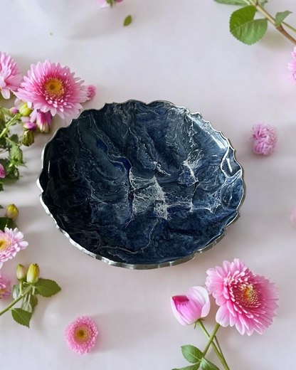 Blue Platter 12" geode design epoxy resin