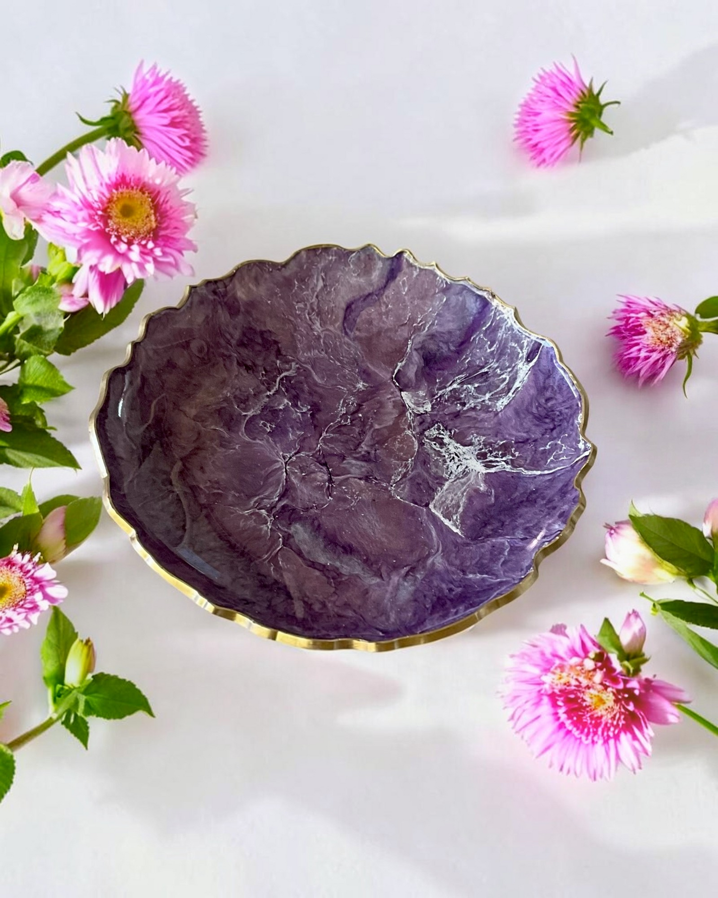 Purple Platter 12" geode design epoxy resin