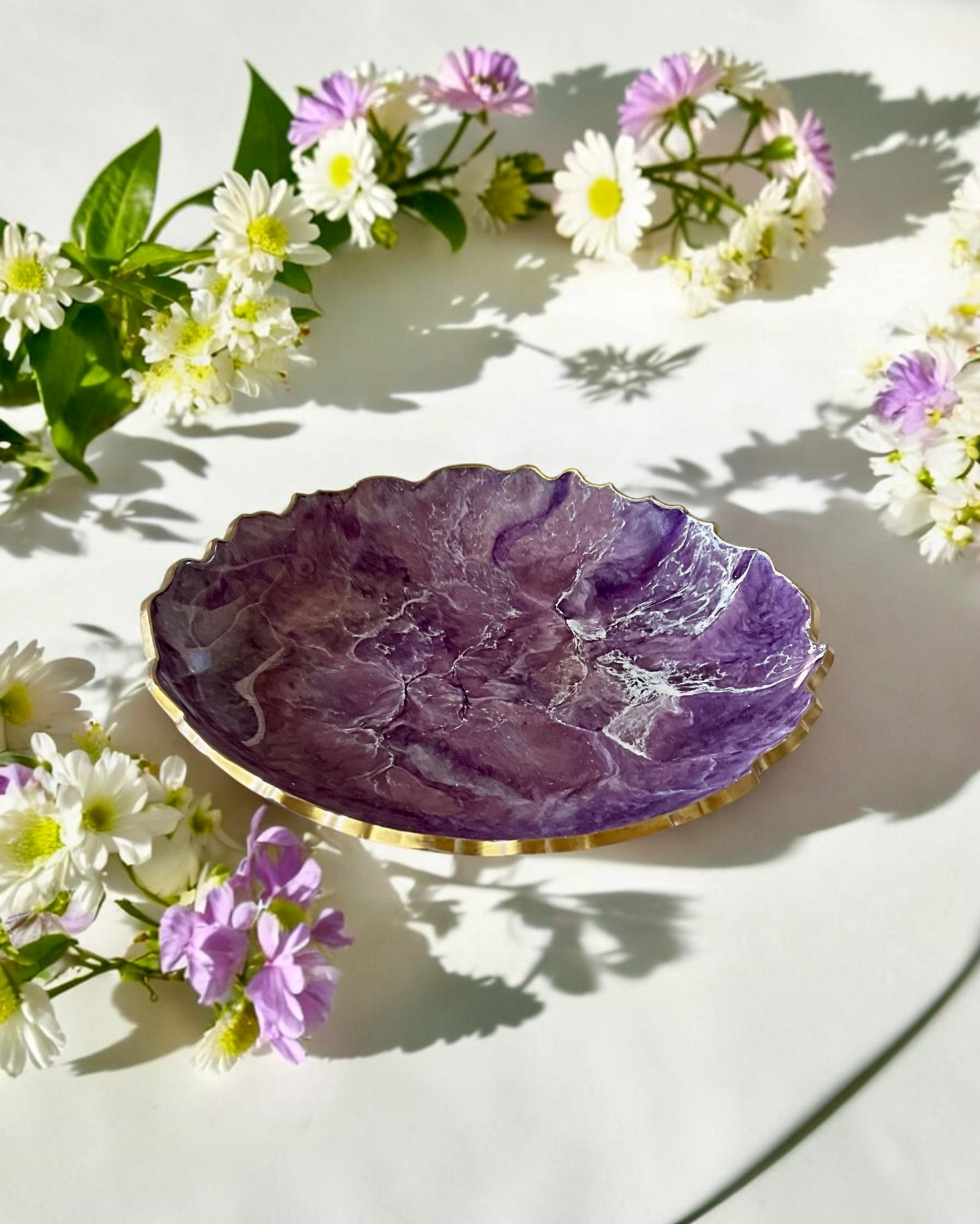 Purple Platter 12" geode design epoxy resin
