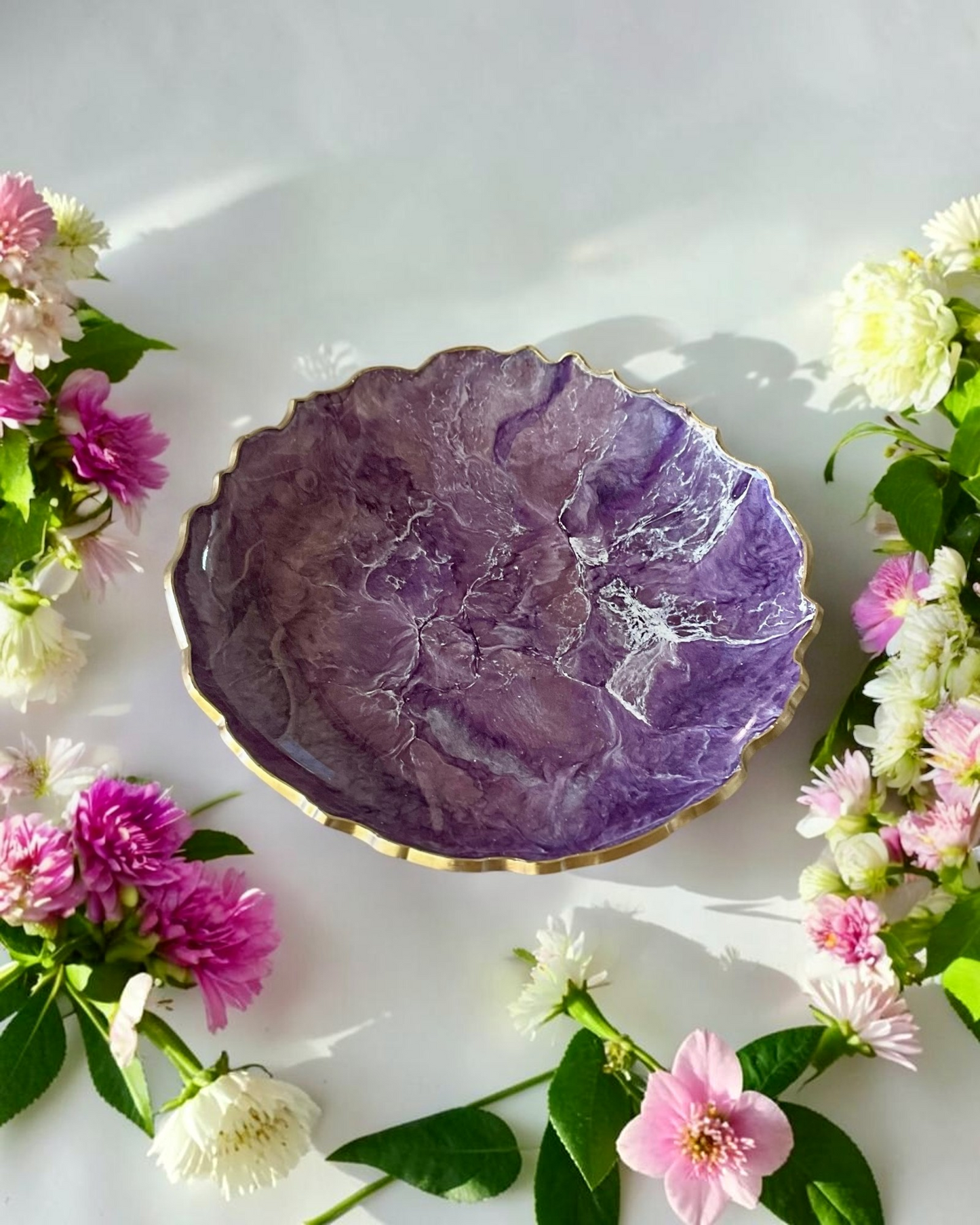 Purple Platter 12" geode design epoxy resin