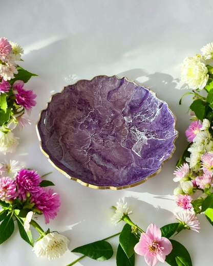 Purple Platter 12" geode design epoxy resin