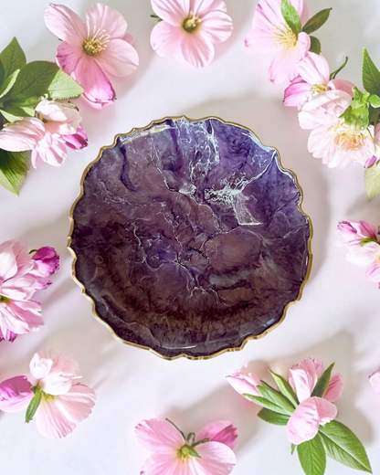 Purple Platter 12" geode design epoxy resin