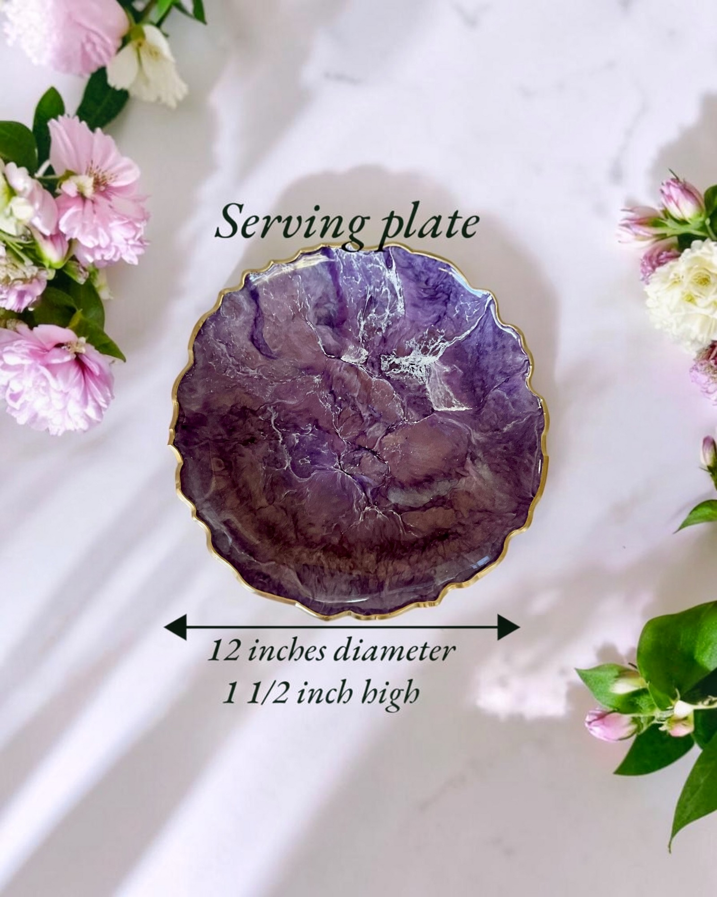 Purple Platter 12" geode design epoxy resin