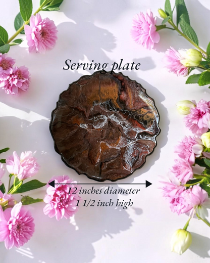 Black, Bronze and Copper Platter 12" geode design epoxy resin