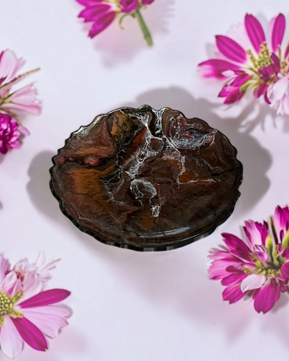 Black, Bronze and Copper Platter 12" geode design epoxy resin