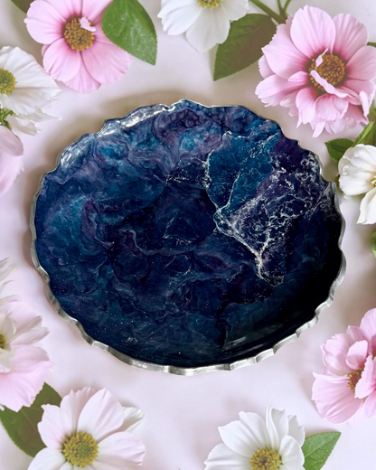 Purple and Blue Platter 12" geode design epoxy resin