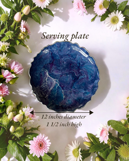 Purple and Blue Platter 12" geode design epoxy resin