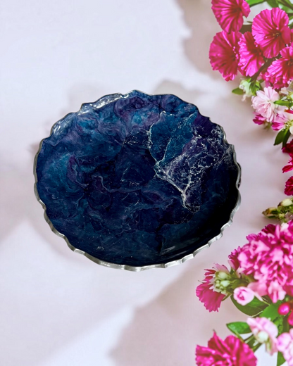 Purple and Blue Platter 12" geode design epoxy resin