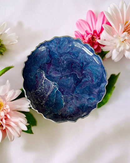 Purple and Blue Platter 12" geode design epoxy resin